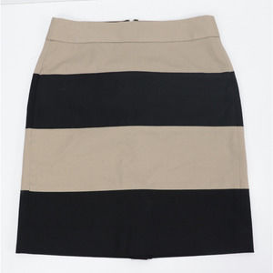 Banana Republic Mini Skirt Womens Size 4 Khaki & Black Striped Bars 28 x 20